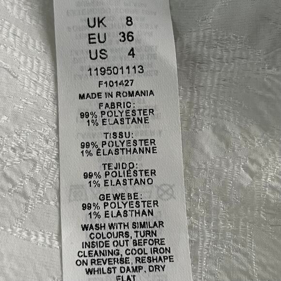 ASOS Jacquard White Tie Front Lace Up Back V-Neck Long Sleeve Midi Dress 4 NWT - Picture 16 of 16